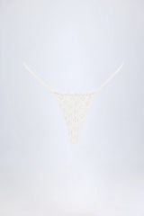 Broderie Anglaise Drawstring Bikini Bottoms in White