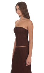 Textured Tube Top in Brown
