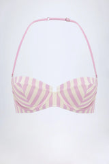 Underwired Halterneck Balconette Bikini Top in Mauve Stripe