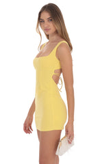 Open Back Bodycon Dress in Yellow