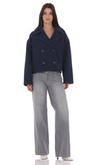 Double Breasted Short Trench in Navy