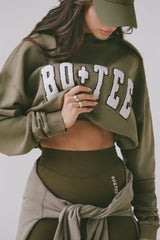 Soft Cotton Jersey Acid Wash Oversized Hoodie in Dark Green