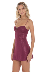 Foil Embellished Dress in Plum