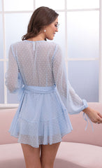 Ruffle Wrap Dress in Baby Blue