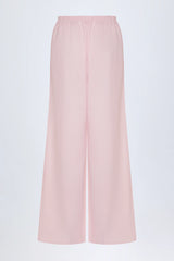 Wide-Leg Cotton-Poplin Trousers in Pink White Stripe
