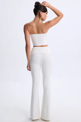 Modal Twist-Front Flared Trousers in White