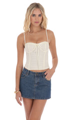 Low Rise Denim Mini Skirt in Blue
