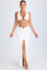 Hardware-Detail Mid-Rise Maxi Skirt in White