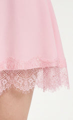Strapless Dress with Lace-trim Hem in Pink