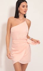 Satin Wrap Dress in Blush