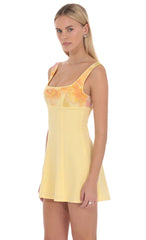 Floral Bust Flare Mini Dress in Yellow