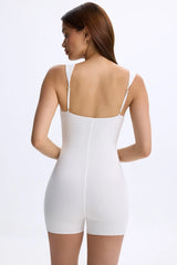 Modal Sweetheart-Neck Unitard in White