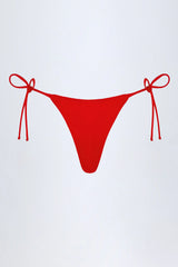Side-Tie Cheeky Bikini Bottoms in Fiery Red