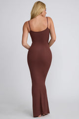 Modal Scoop-Neck Maxi Dress in Chocolate