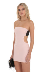 Back Lace Strapless Dress in Pink