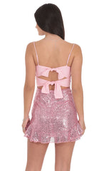Sequin Ruffle Dress in Pink