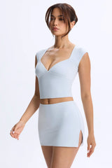 Modal Mid-Rise Micro Mini Skirt in Dusty Blue