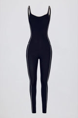Soft Active Backless Contrast Jumpsuit in Classic Navy
