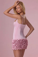Premium Satin Mini Dress in Blush Pink
