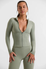 Soft Active Zip-Up Jacket in Khaki