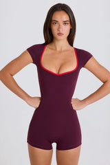 Soft Active Open-Back Unitard in Burgundy
