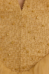 Plunge Neck Tulle Mini Dress in Gold