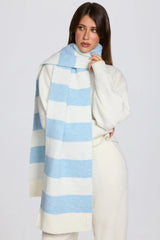 Knit Striped Scarf in Powder Blue
