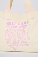 Oversized Canvas Tote Bag in Egg Shell