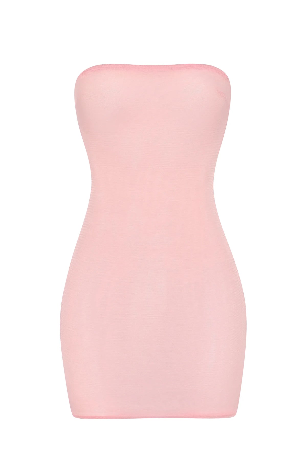 Soft Sheer-Mesh Bandeau Mini Slip Dress in Pink