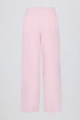 Knit Mid-Rise Wide-Leg Joggers in Soft Pink