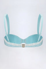 Broderie Anglaise Underwired Balconette Bikini Top in Powder Blue