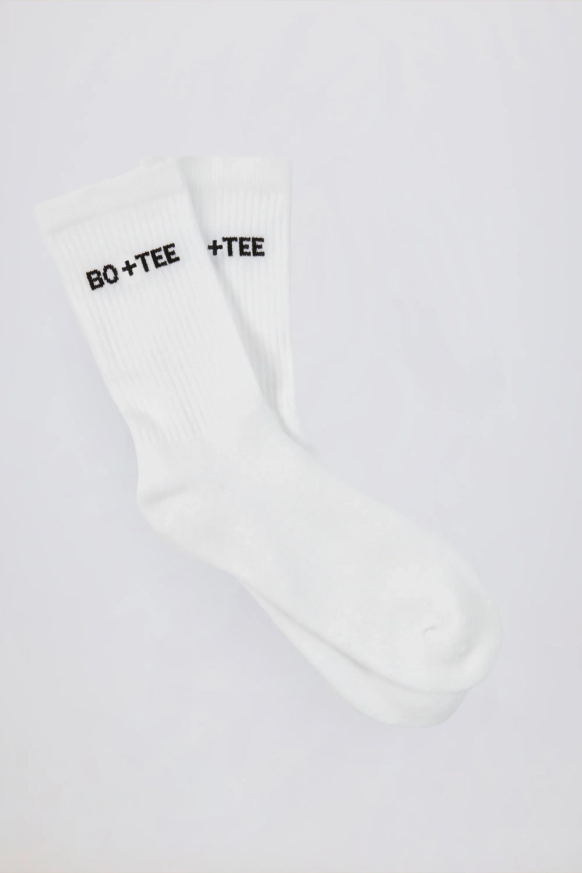 Ribbed Half-Crew Socks in White
