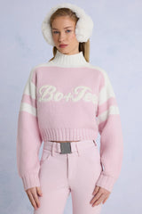 Knit Logo Cropped Jumper in Powder Pink