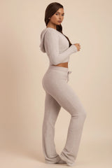Fluffy Knit Wide-Leg Trousers in Cloud Grey