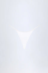 Charm-Detail Thong Bikini Bottoms in White