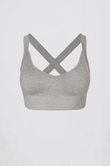 Super Sculpt Seamless Crossback Sports Bra in Grey Marl
