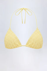 Broderie Anglaise Triangle Bikini Top in Lemon Yellow
