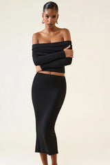Modal Mid-Rise Midaxi Skirt in Black
