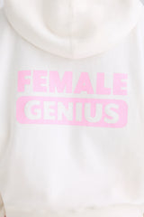 Textured Cotton Jersey Graphic Print Hoodie in White