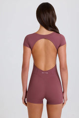 Four-Way Stretch Open-Back Unitard in Acai