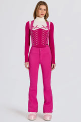 Waterproof High-Rise Salopettes with Suspenders in Magenta Pink
