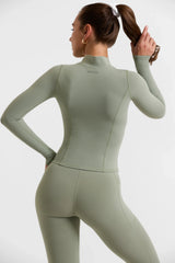 Soft Active Zip-Up Jacket in Khaki