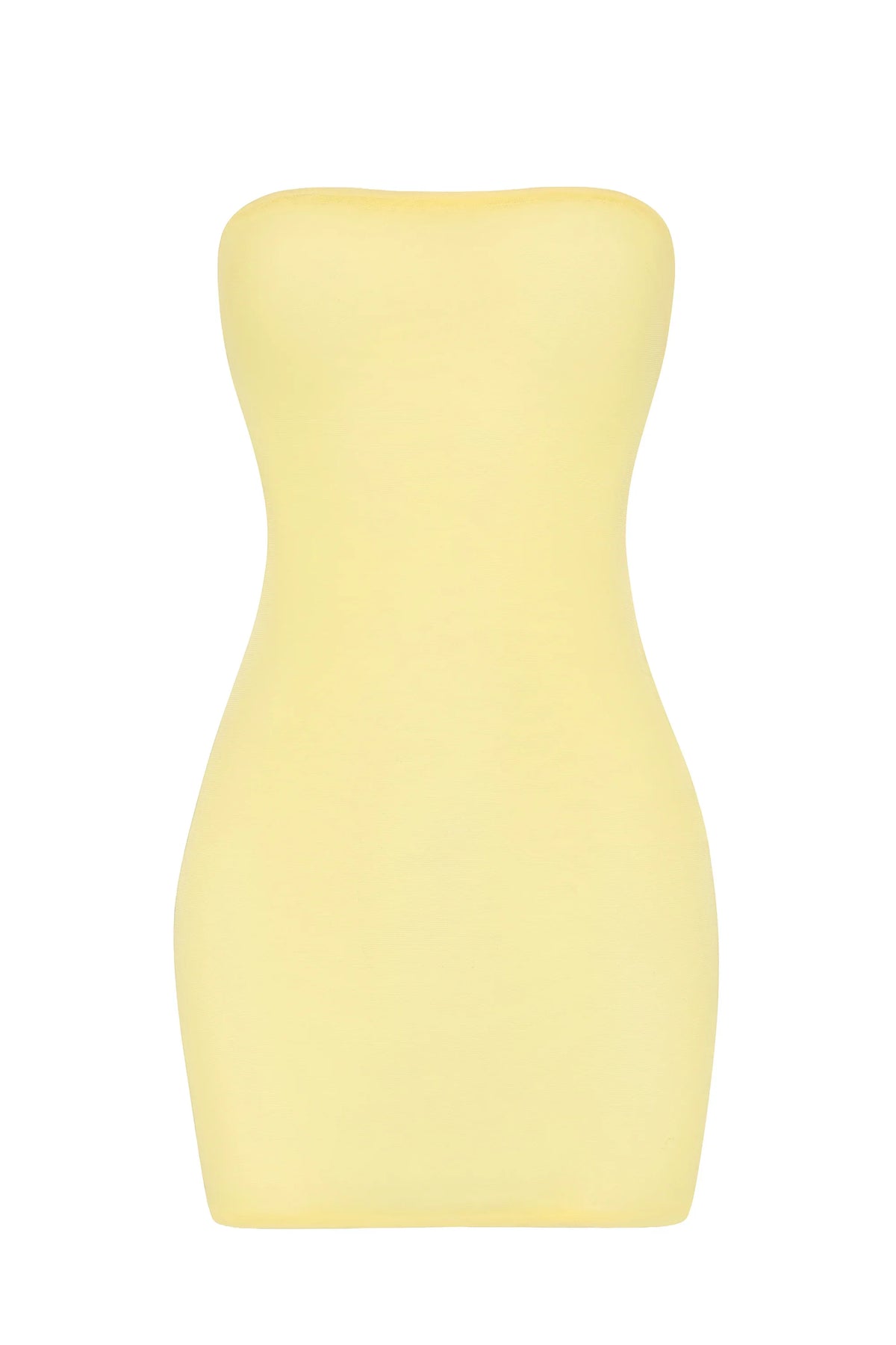 Soft Sheer-Mesh Bandeau Mini Slip Dress in Yellow