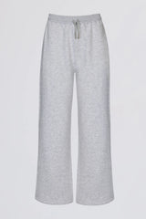 Premium Brushed Jersey Wide-Leg Joggers in Grey Marl