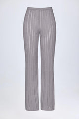 Mid-Rise Flared Trousers in Silver