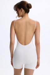 Modal Sweetheart-Neck Low-Back Unitard in White