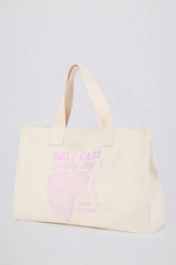 Oversized Canvas Tote Bag in Egg Shell