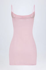 Pointelle Ruched A-Line Mini Dress in Baby Pink