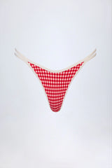 Double-Strap Cheeky Bikini Bottoms in Red Gingham