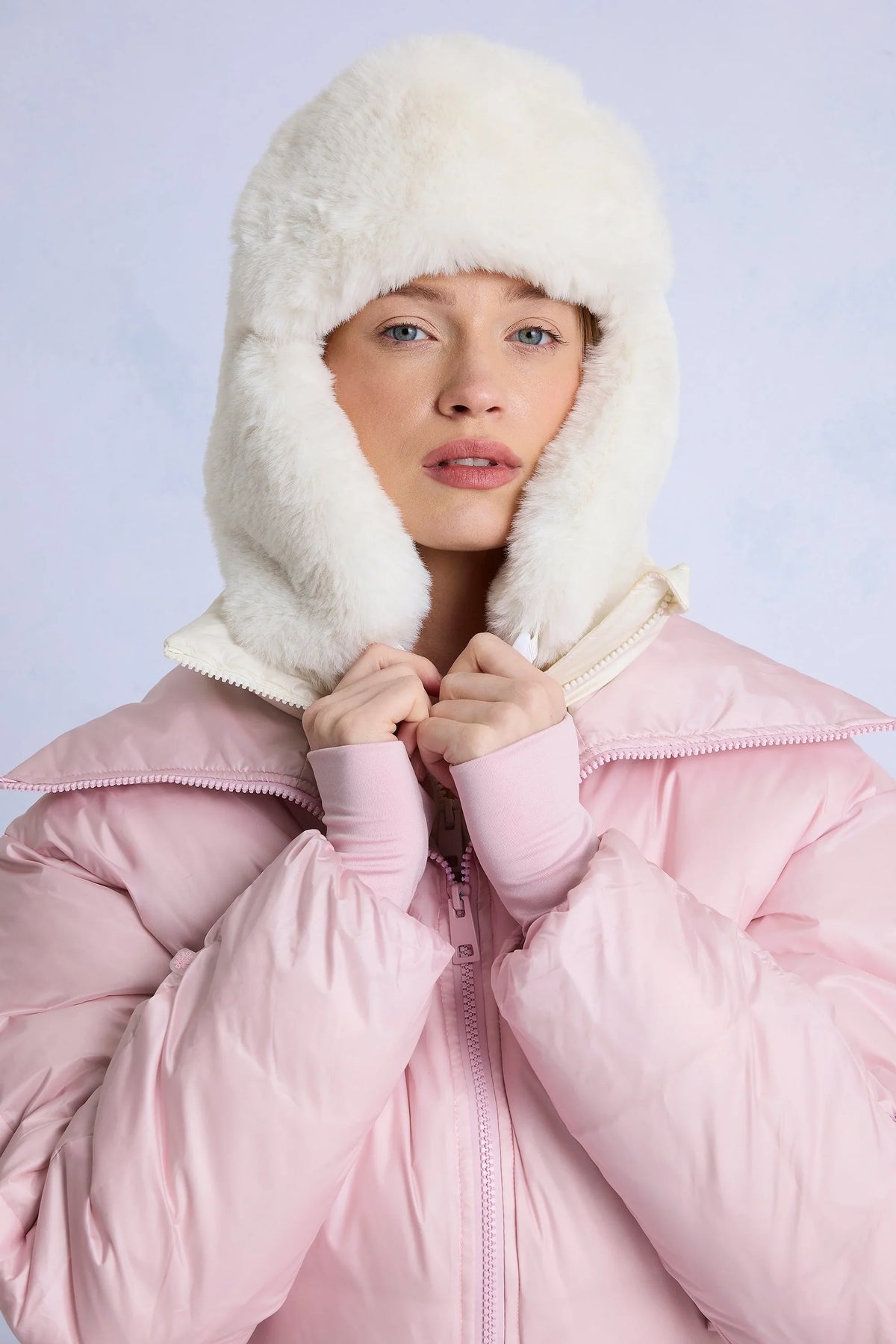 Faux-Fur Trapper Hat in Ice